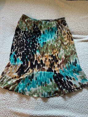 Biacci -- y2k blue, brown multi color fall midi skirt